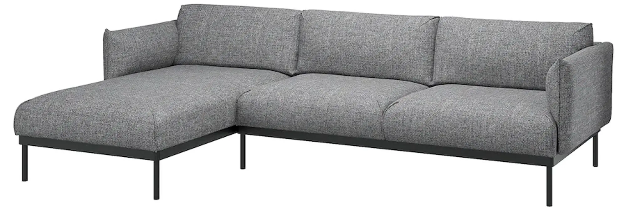 Canapea de colt Ikea Applaryd 3-locuri/sezlong (Lejde Gri/Negru)