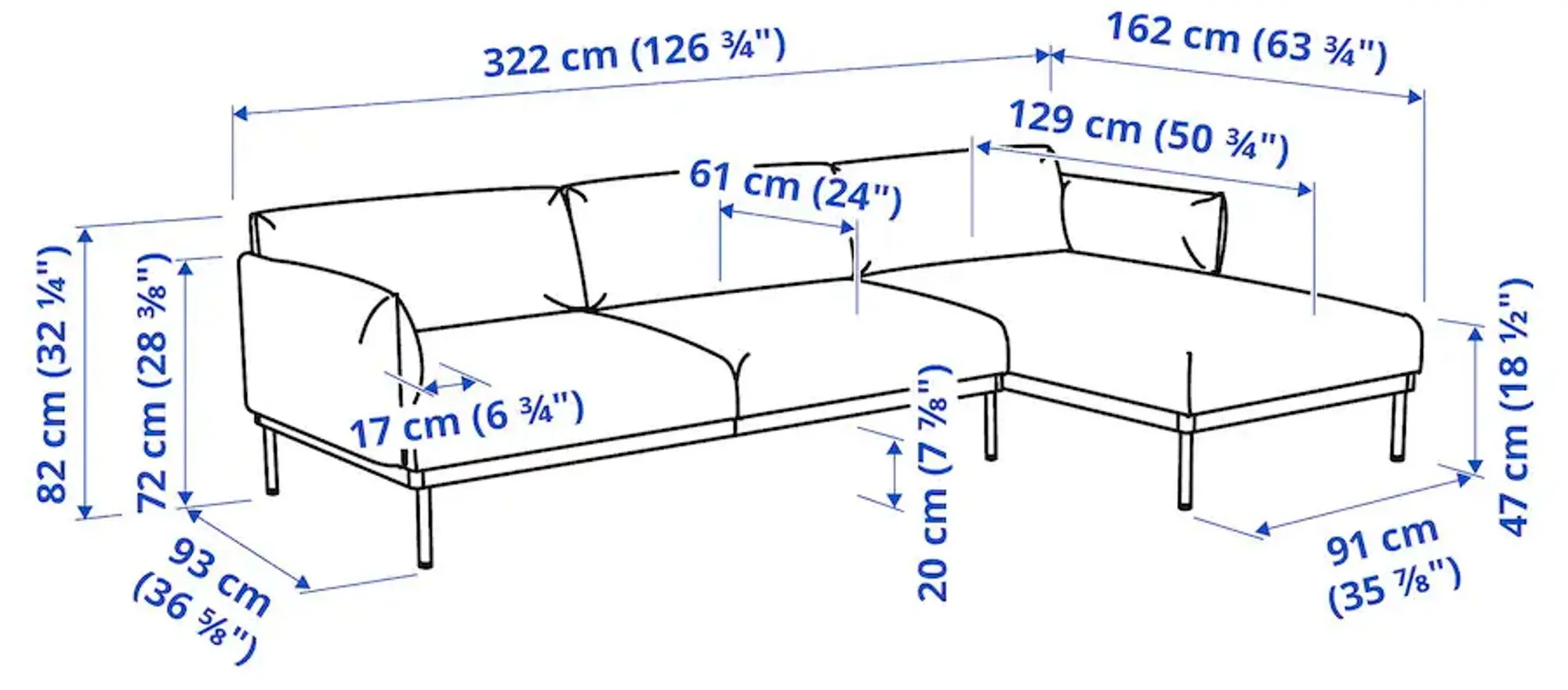 Canapea de colt Ikea Applaryd 4-locuri/sezlong (Lejde Gri)