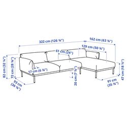 Canapea Ikea Applaryd 4-locuri/sezlong (Lejde Gri/Negru) Thumb