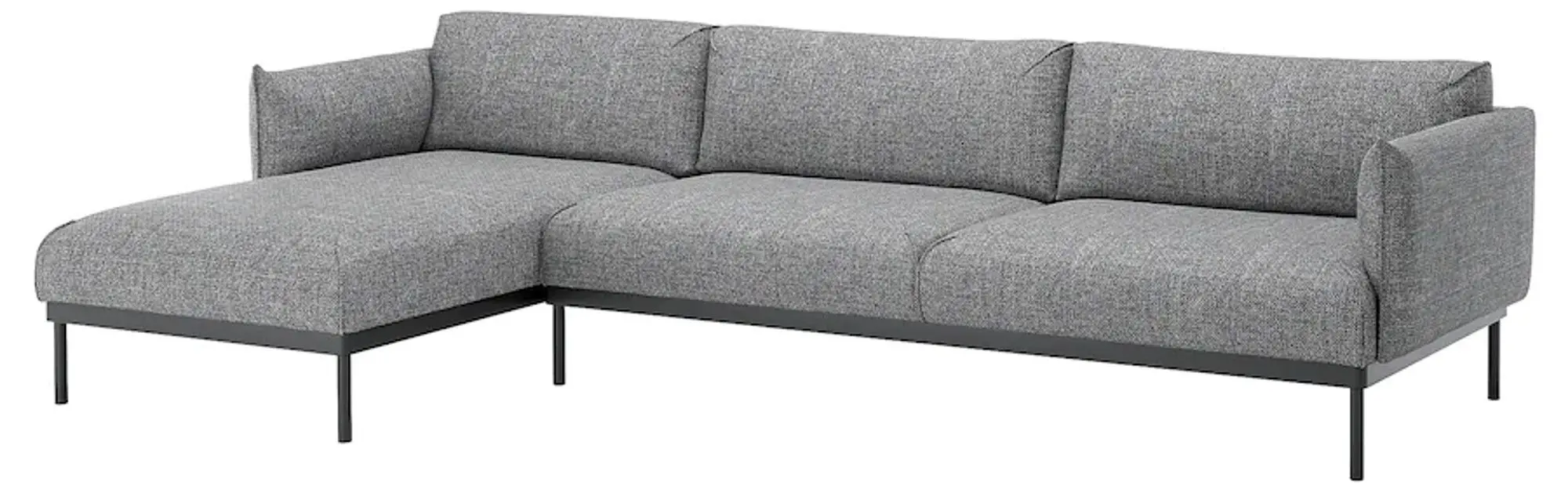 Canapea Ikea Applaryd 4-locuri/sezlong (Lejde Gri/Negru)
