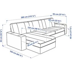 Canapea de colt Ikea Kivik 3-locuri/sezlong (Grann/Bomstad Negru) Thumb