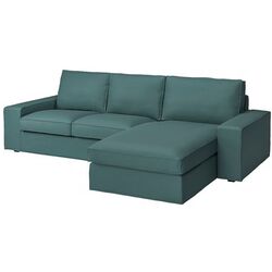 Диван угловой Ikea Kivik 3-местный/шезлонг (Келинге Серо-Бирюзовый)