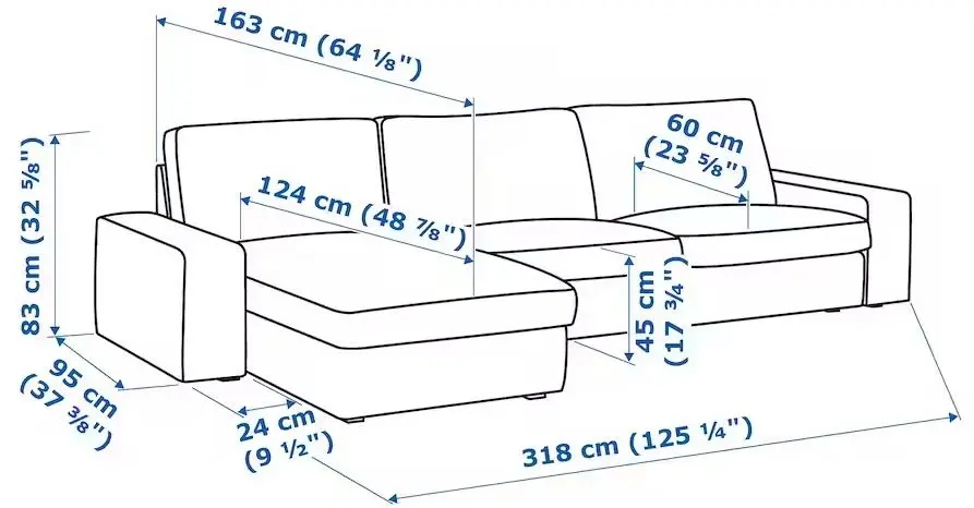 Canapea de colt Ikea Kivik 4-locuri/sezlong (Tibbleby Bej-Gri)