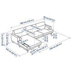 Canapea de colt Ikea Langaryd 3-locuri/sezlong stanga (Lejde Gri) Thumb