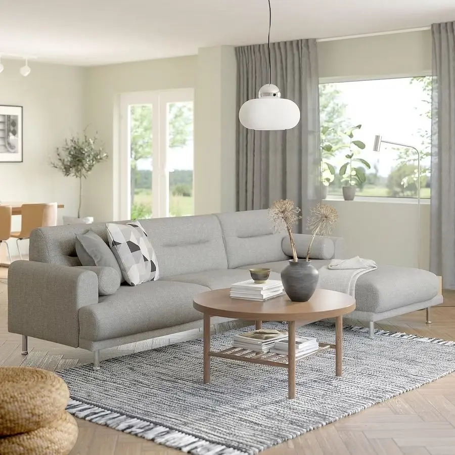 Canapea de colt Ikea Langaryd 3-locuri/sezlong dreapta (Lejde Gri)