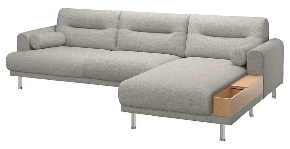 Canapea de colt Ikea Langaryd 3-locuri/sezlong dreapta (Lejde Gri)