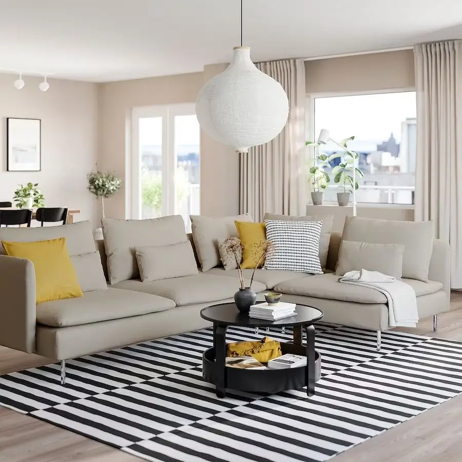 Canapea de colt Ikea Soderhamn 4-locuri/capat deschis (Fridtuna Bej Deschis)