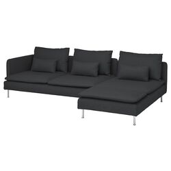 Canapea de colt Ikea Soderhamn 4-locuri cu sezlong/capat deschis (Fridtuna Gri Inchis)