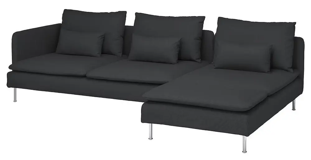 Диван угловой Ikea Soderhamn 4-местный с шезлонгом/открытый конец (Фридтуна Темно-серая)