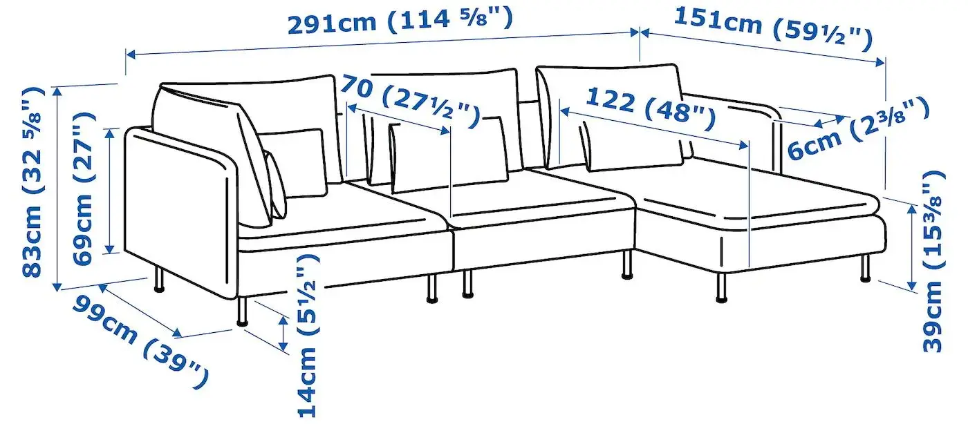 Canapea de colt Ikea Soderhamn 4-locuri/sezlong (Fridtuna  Bej Deschis)