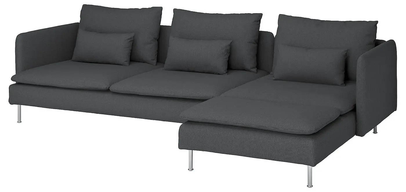Canapea de colt Ikea Soderhamn 4-locuri/sezlong (Fridtuna Gri Inchis)