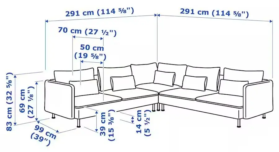 Canapea de colt Ikea Soderhamn 6-locuri (Tonerud Gri)