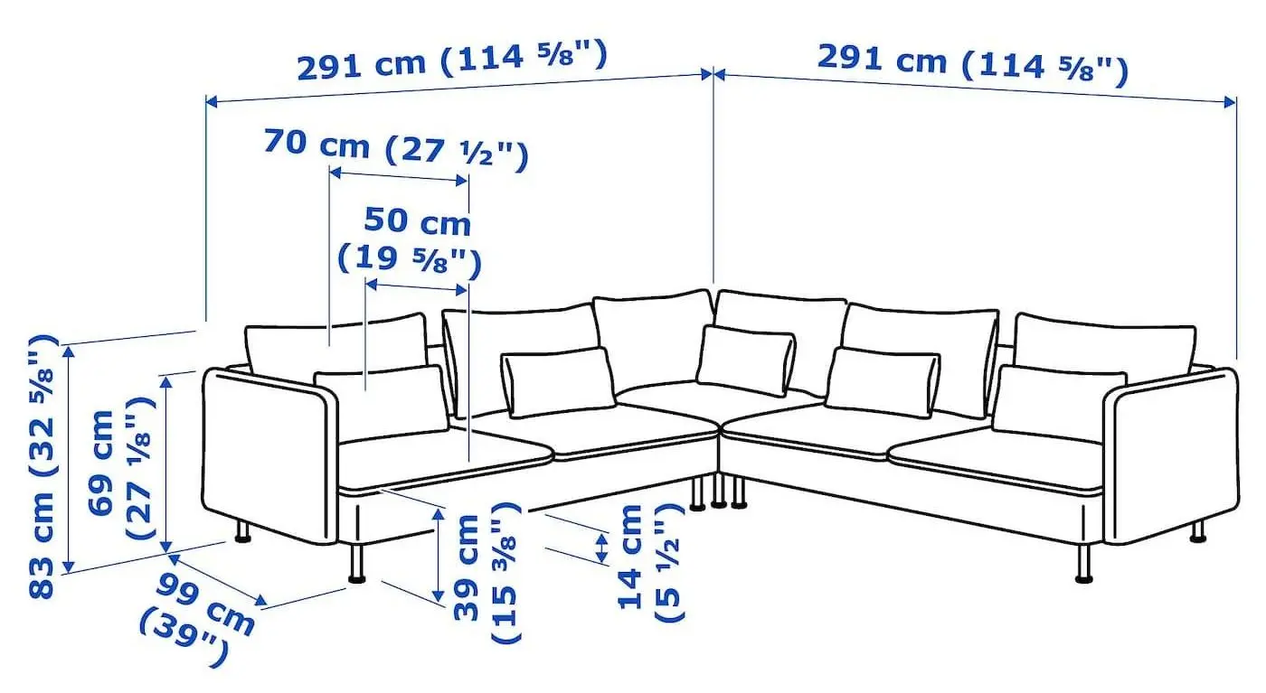 Диван угловой Ikea Soderhamn 6-местный (Виарп Бежевый/Коричневый)