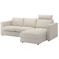 Canapea de colt Ikea Vimle 3-locuri/tetiera/sezlong (Gunnared Bej)