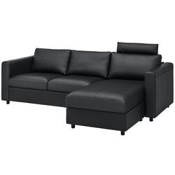 Canapea de colt Ikea Vimle 3-locuri cu tetiera/1 sezlong (Grann/Bomstad Negru)