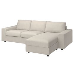 Canapea de colt Ikea Vimle 3-locuri/sezlong/brate late (Gunnared Bej)