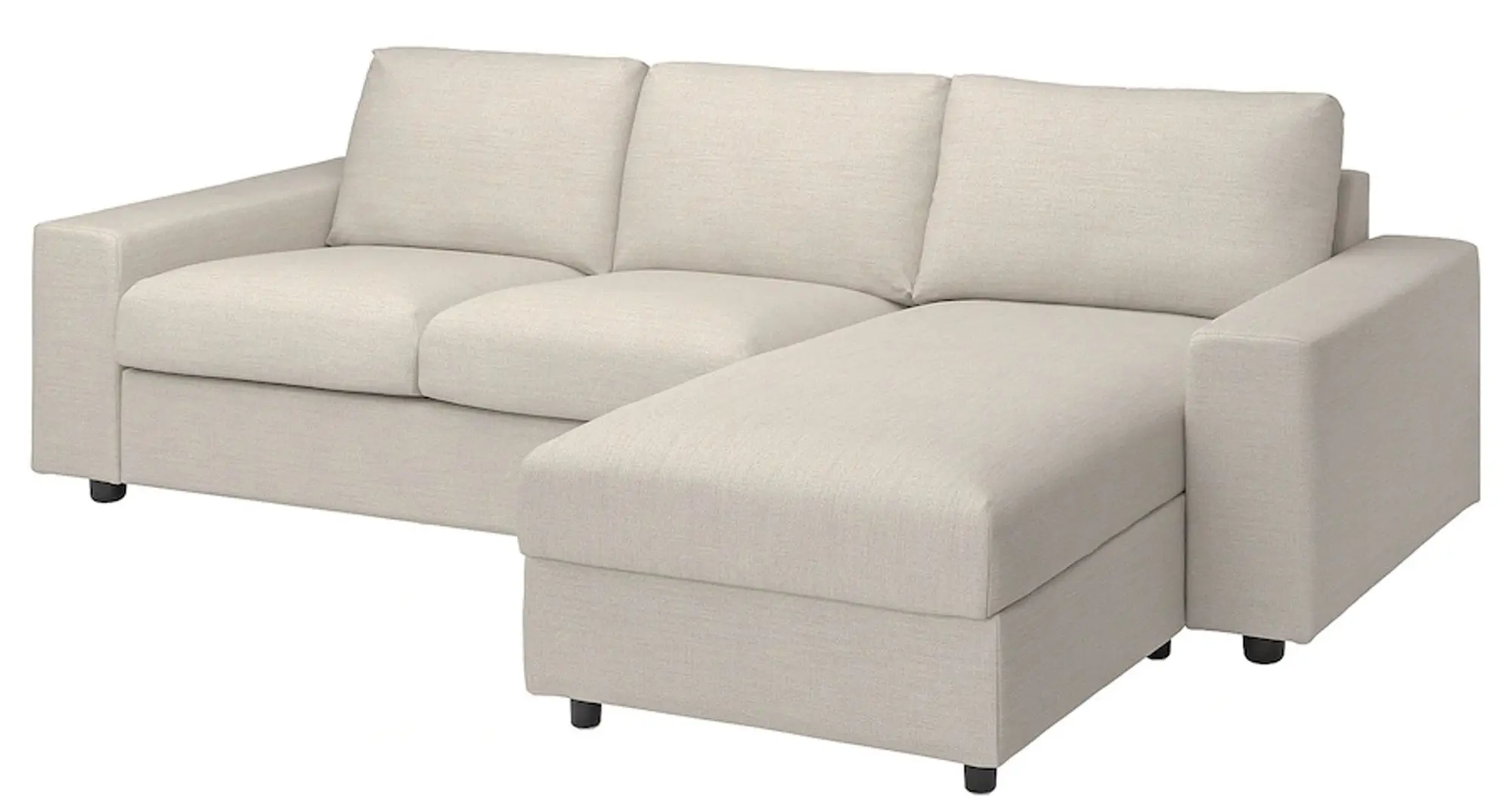 Диван угловой Ikea Vimle 3-местный/шезлонг/широкие подлокотники (Гуннаред Бежевый)