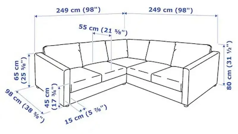 Canapea de colt Ikea Vimle 4-locuri (Grann/Bomstad Negru)