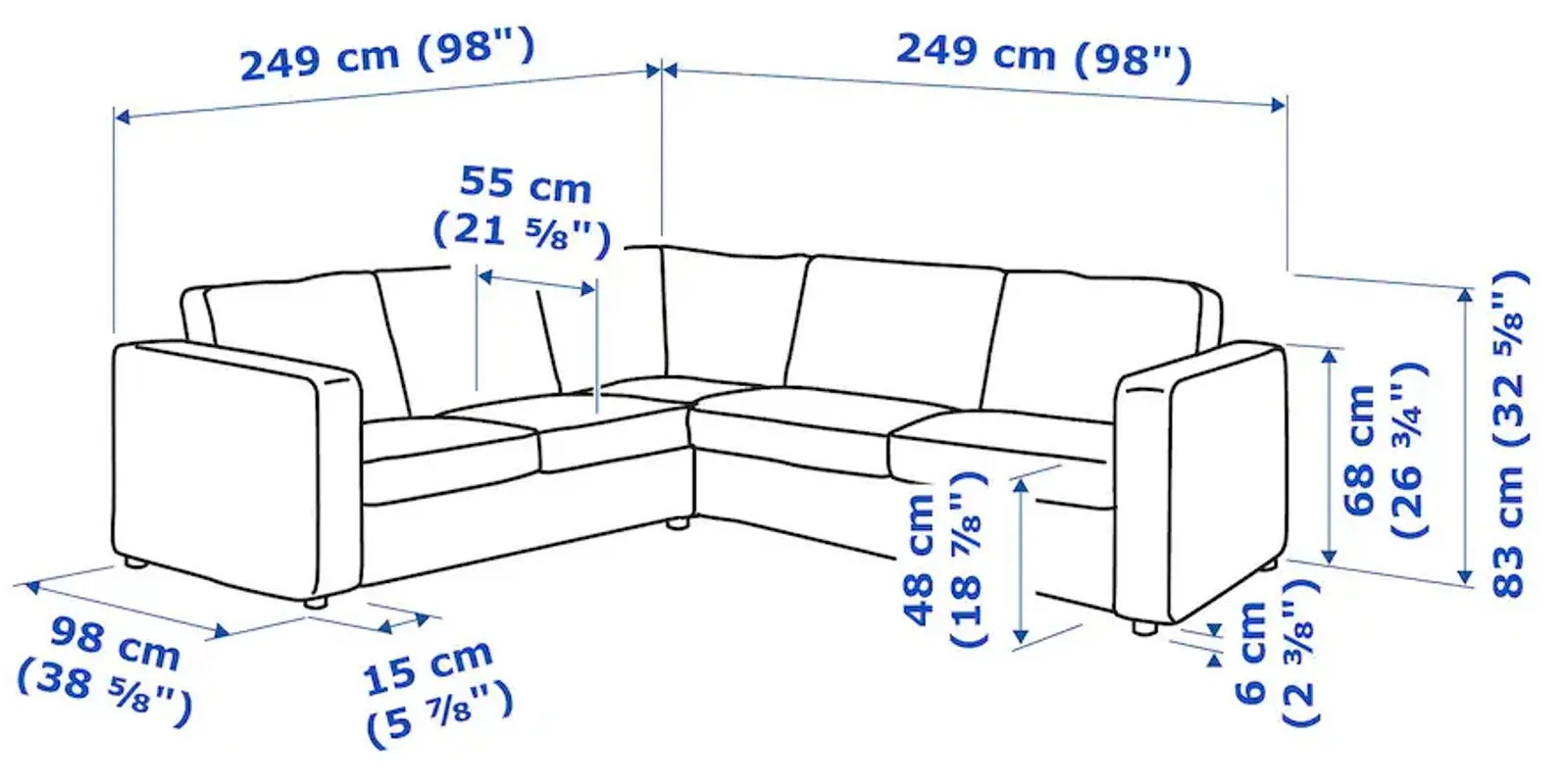 Canapea colt Ikea Vimle 4-locuri (Hallarp Gri)