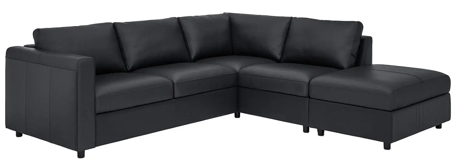 Canapea de colt Ikea Vimle 4-locuri/capat deschis (Grann/Bomstad Negru)