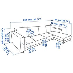 Canapea de colt Ikea Vimle 4-locrui/sezlong (Hallarp Gri) Thumb
