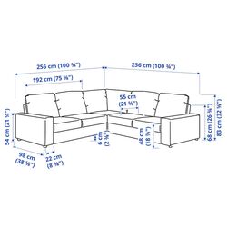 Canapea colt Ikea Vimle 4-locuri/braţe late (Gunnared Gri Mediu) Thumb