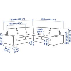 Диван угловой Ikea Vimle 4-местный/широкие подлокотники (Халларп Серый) Thumb