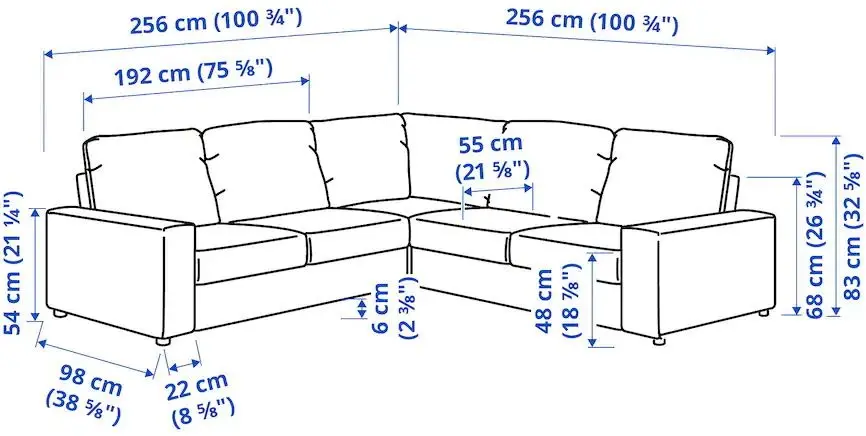 Диван угловой Ikea Vimle 4-местный/широкие подлокотники (Халларп Серый)