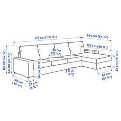 Диван угловой Ikea Vimle 4-местный/широкие подлокотники/шезлонг (Гуннаред Бежевый) Thumb