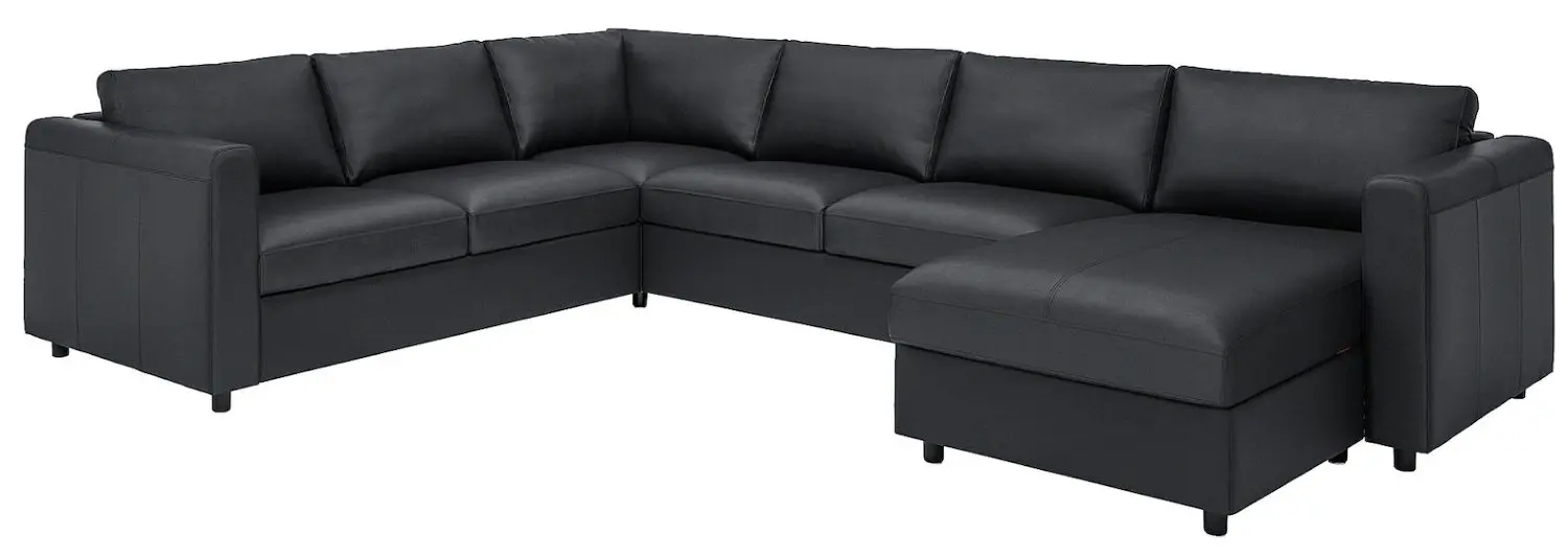 Диван угловой Ikea Vimle 5-местный c шезлонгом (Гранн/Бомстад Черный)