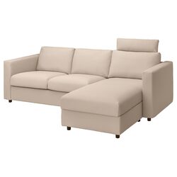 Canapea de colt Ikea Vimle 3-locuri/tetiera/sezlong (Hallarp Bej)