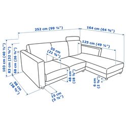 Canapea de colt Ikea Vimle 3-locuri/tetiera/sezlong (Hallarp Bej) Thumb