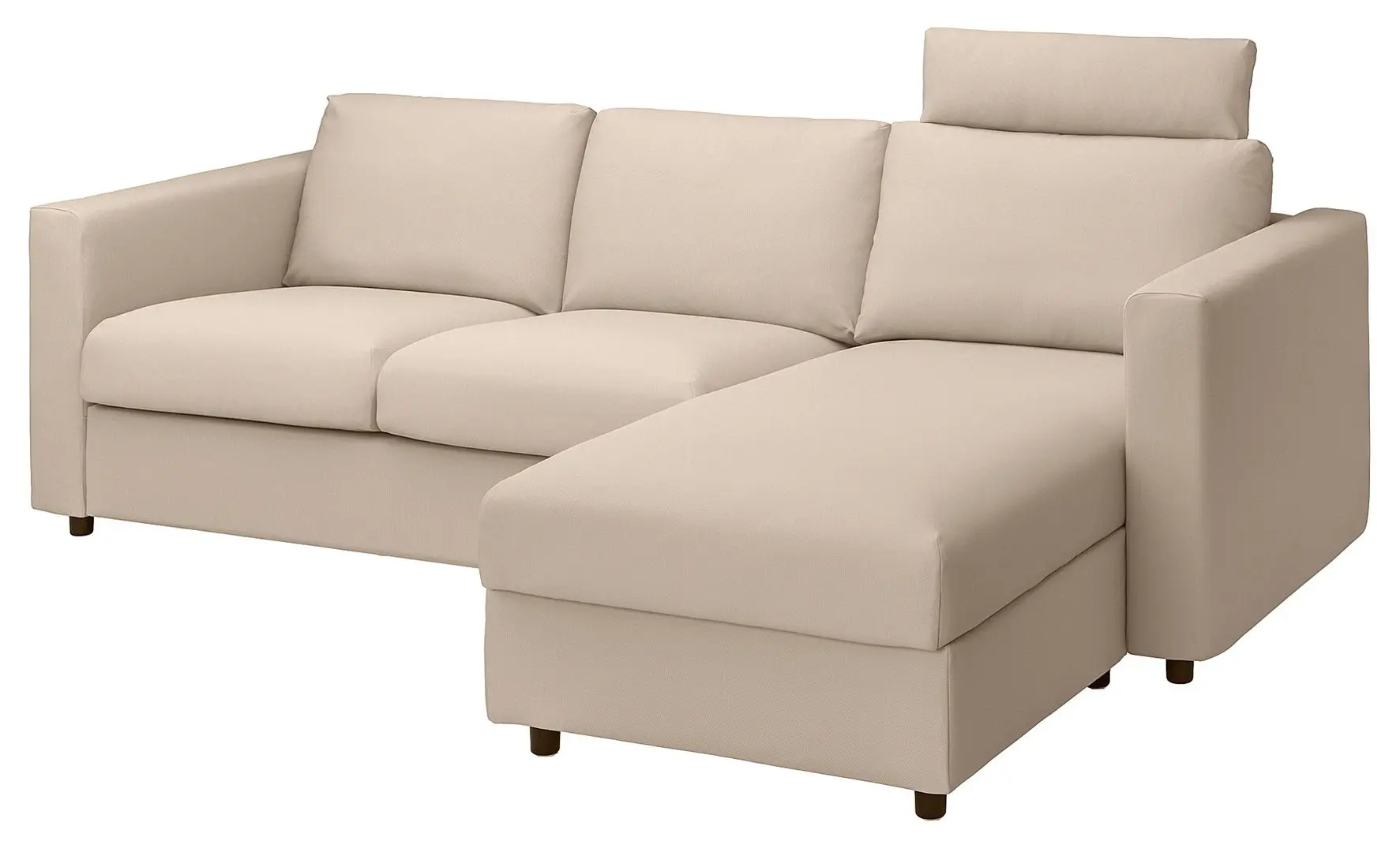 Canapea de colt Ikea Vimle 3-locuri/tetiera/sezlong (Hallarp Bej)