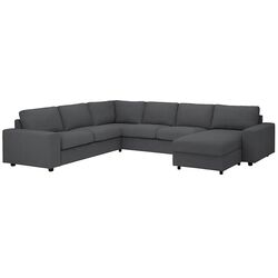 Диван угловой Ikea Vimle 5-местный с шезлонгом с широкими подлокотниками (Халларп Серый)