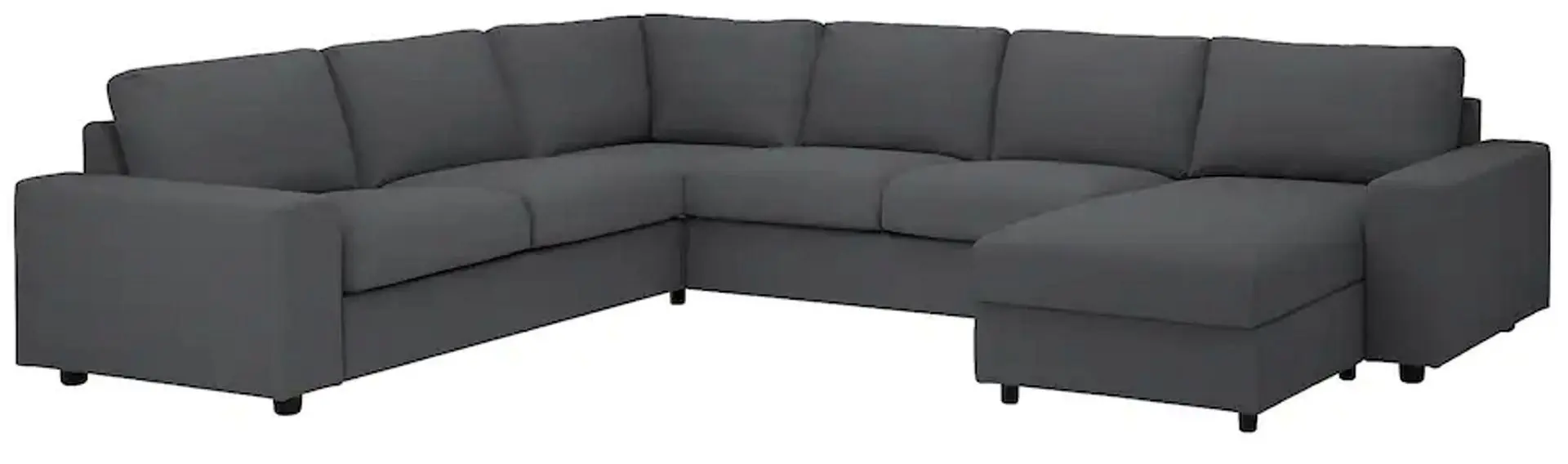 Диван угловой Ikea Vimle 5-местный с шезлонгом с широкими подлокотниками (Халларп Серый)