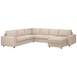 Диван угловой Ikea Vimle 5-местный/шезлонг/широкие подлокотники (Халларп Бежевый)