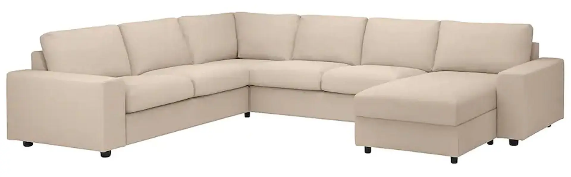 Диван угловой Ikea Vimle 5-местный/шезлонг/широкие подлокотники (Халларп Бежевый)