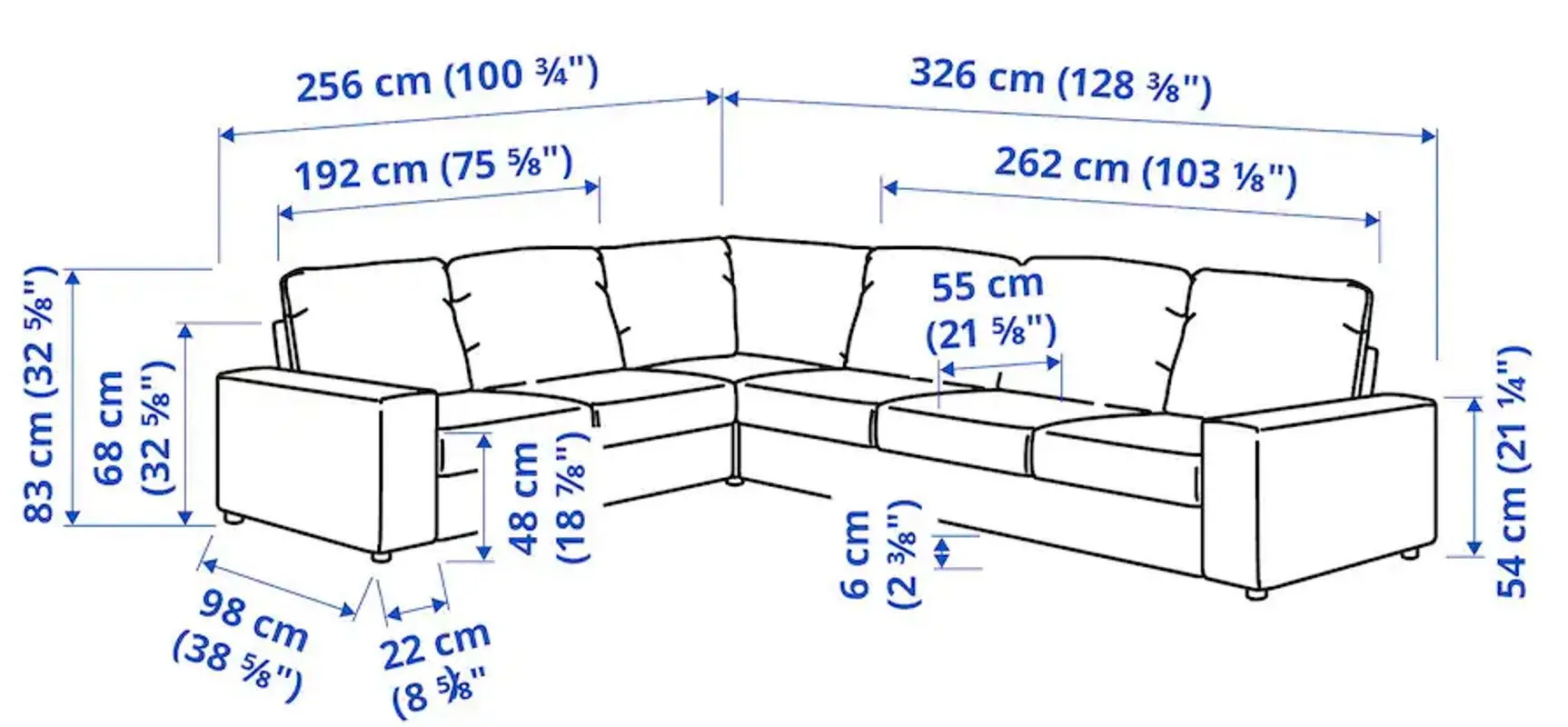Диван угловой Ikea Vimle 5-местный/широкие подлокотники (Гуннаред Бежевый)