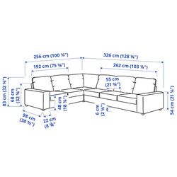 Диван угловой Ikea Vimle 5-местный/широкие подлокотники (Халларп Бежевый) Thumb