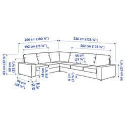Диван угловой Ikea Vimle 5-местный/широкие подлокотники (Халларп Серый) Thumb