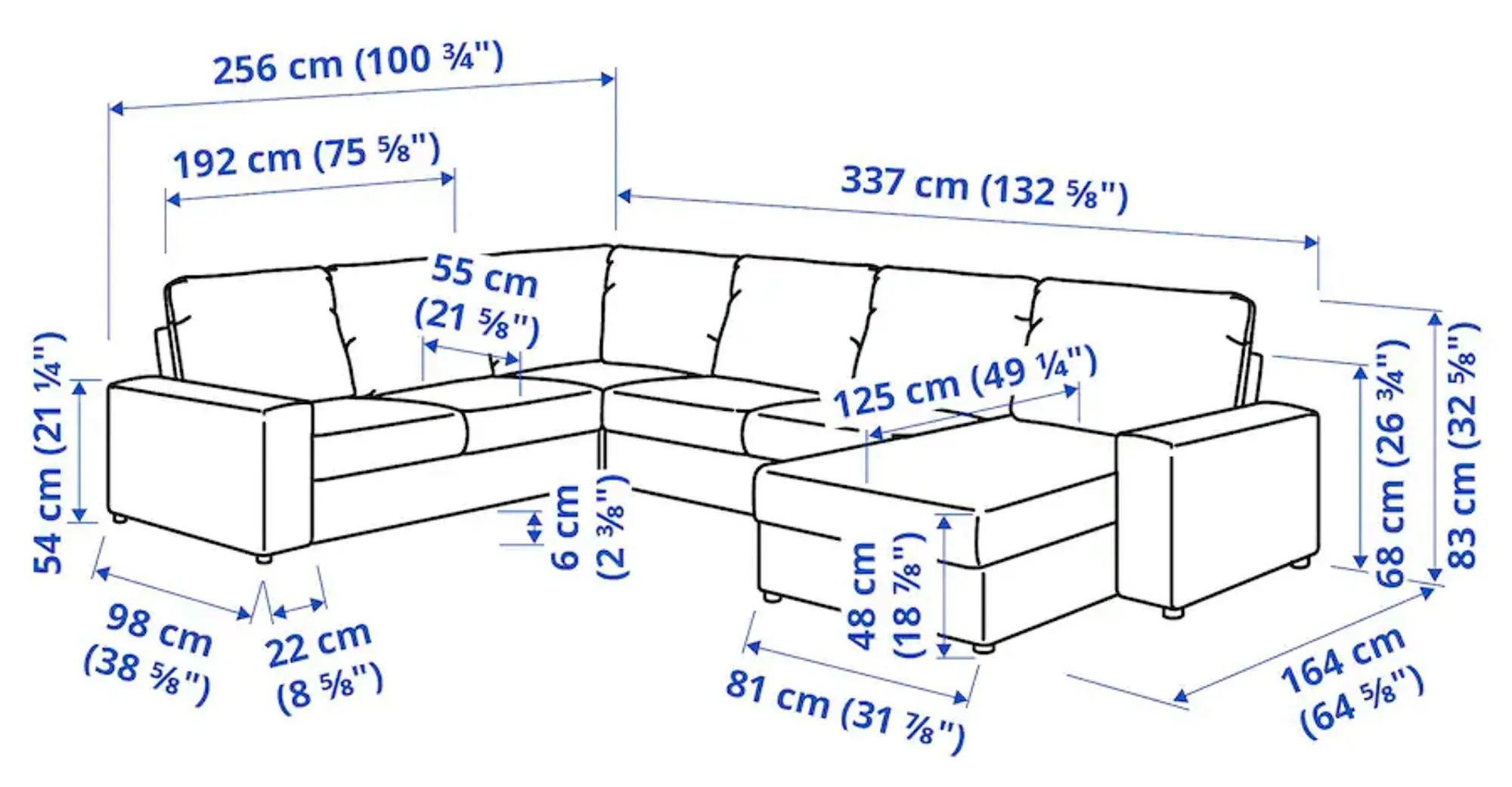 Диван угловой Ikea Vimle 5-местный/широкие подлокотники/шезлонг (Гуннаред Бежевый)