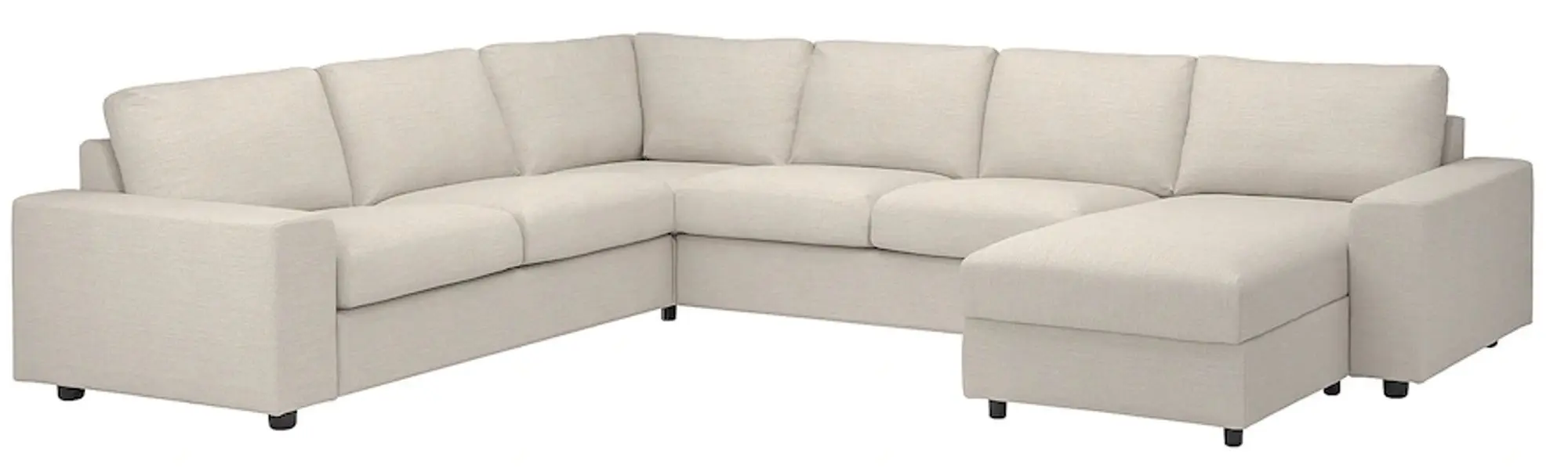 Диван угловой Ikea Vimle 5-местный/широкие подлокотники/шезлонг (Гуннаред Бежевый)