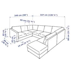 Диван угловой Ikea Vimle 6-местный/открытый конец (Гранн/Бомстад Черный) Thumb