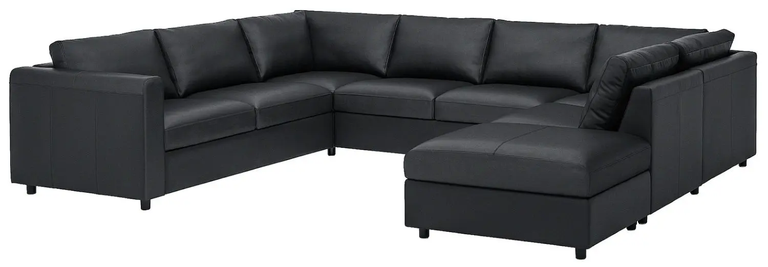 Диван угловой Ikea Vimle 6-местный/открытый конец (Гранн/Бомстад Черный)