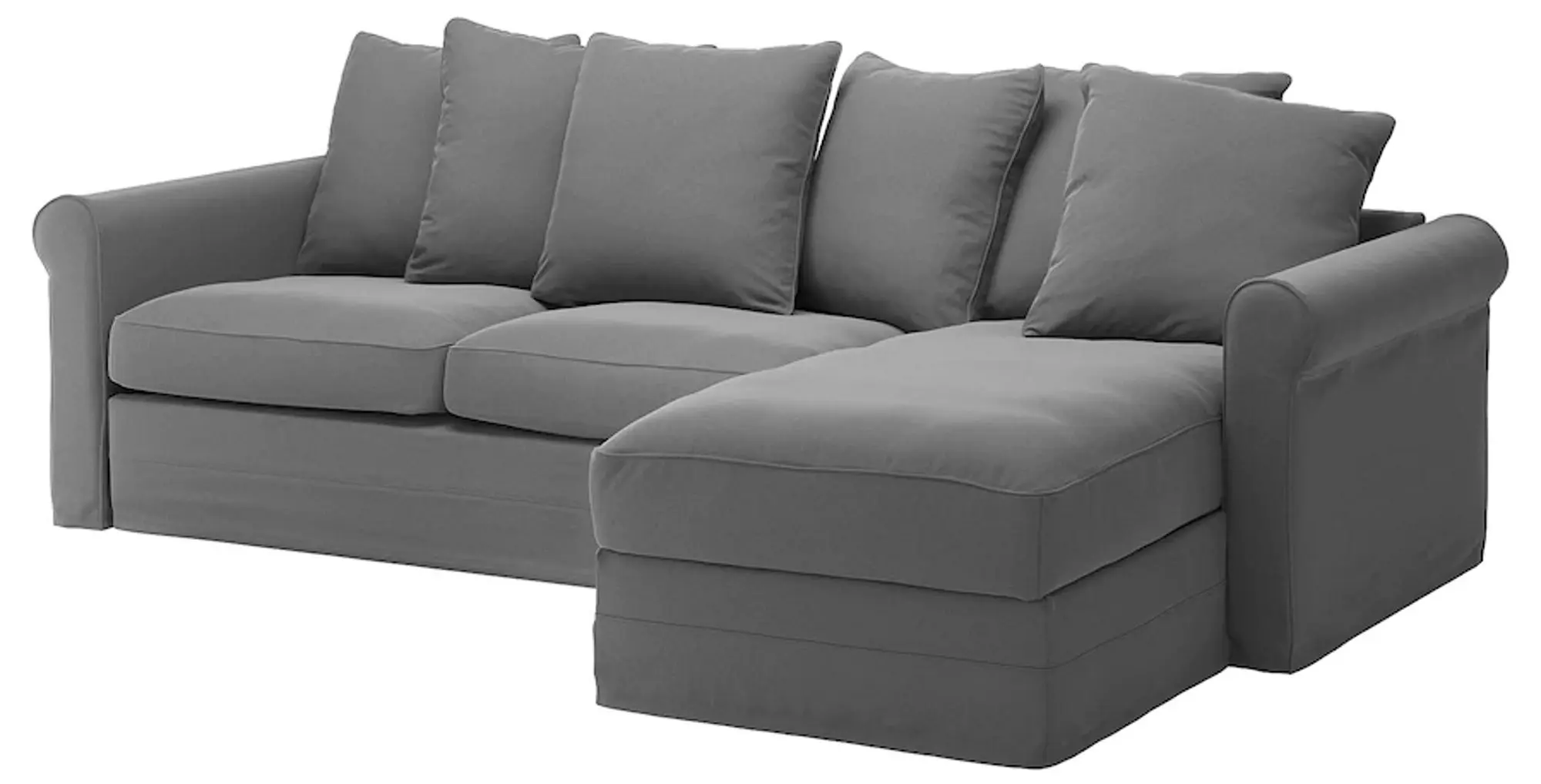 Canapea de colt extensibila Ikea Gronlid 3-locuri/sezlong (Ljungen Gri Mediu)