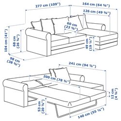 Canapea de colt extensibila Ikea Gronlid 3-locuri/sezlong (Ljungen Gri Mediu) Thumb