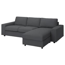 Canapea de colt extensibila Ikea Vimle 3-locuri/braţe late/șezlong (Hallarp Gri)