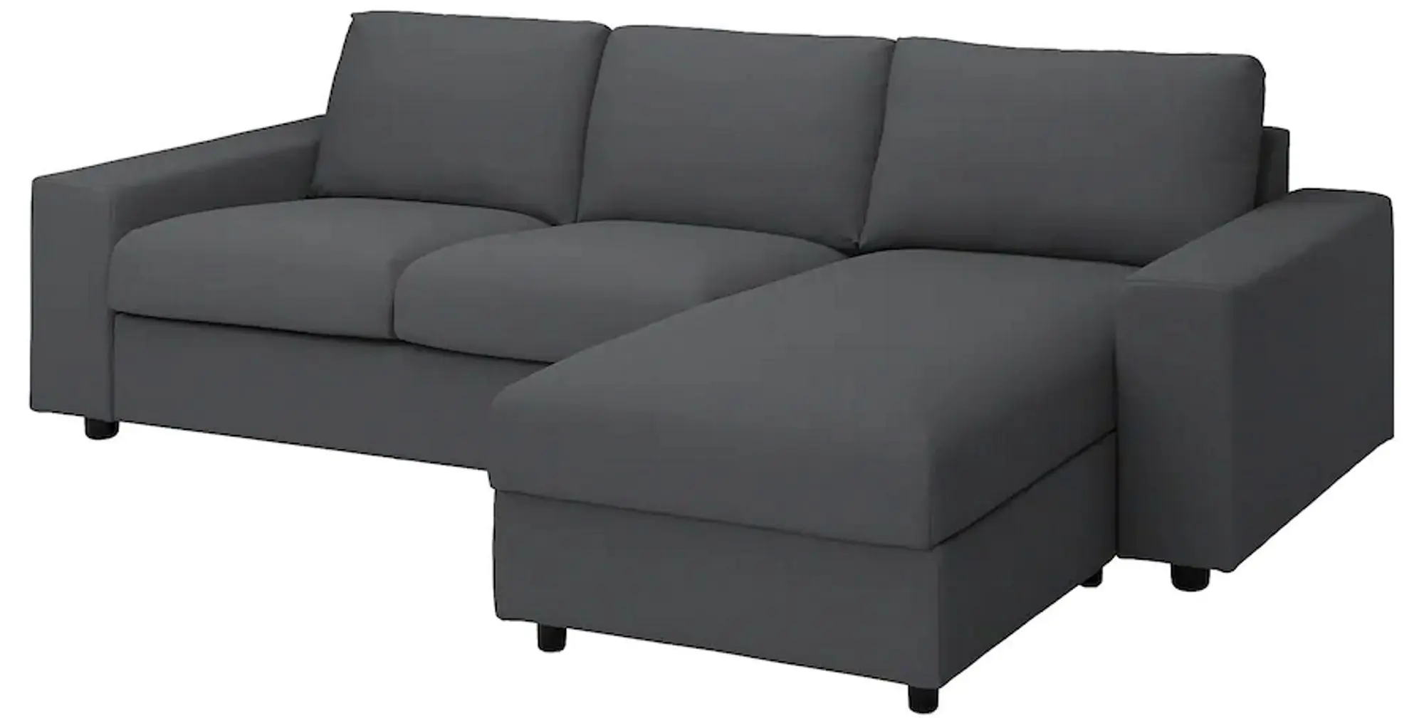 Диван угловой раскладной Ikea Vimle 3-местный/широкие подлокотники/шезлонг (Халларп Серый)