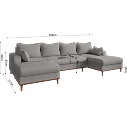 Canapea in forma de U Inspira Furniture Beata SF Fjord 08 (Grey) Thumb