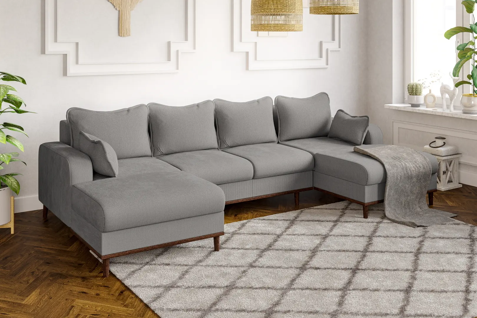 Canapea in forma de U Inspira Furniture Beata SF Fjord 08 (Grey)